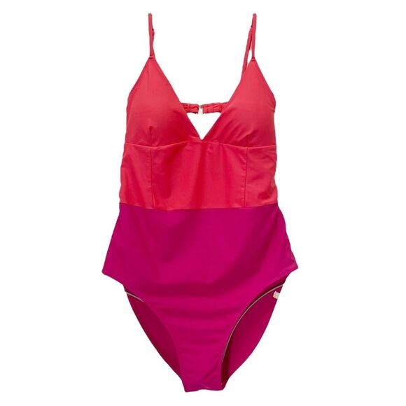 Summersalt The Wave One Piece Swimsuit Pink Red Size 10 Eco Fabric Colorblock - Picture 2 of 15